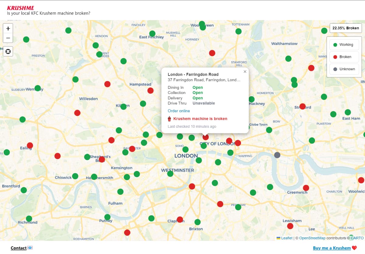 A screenshot of the Krushme website in action